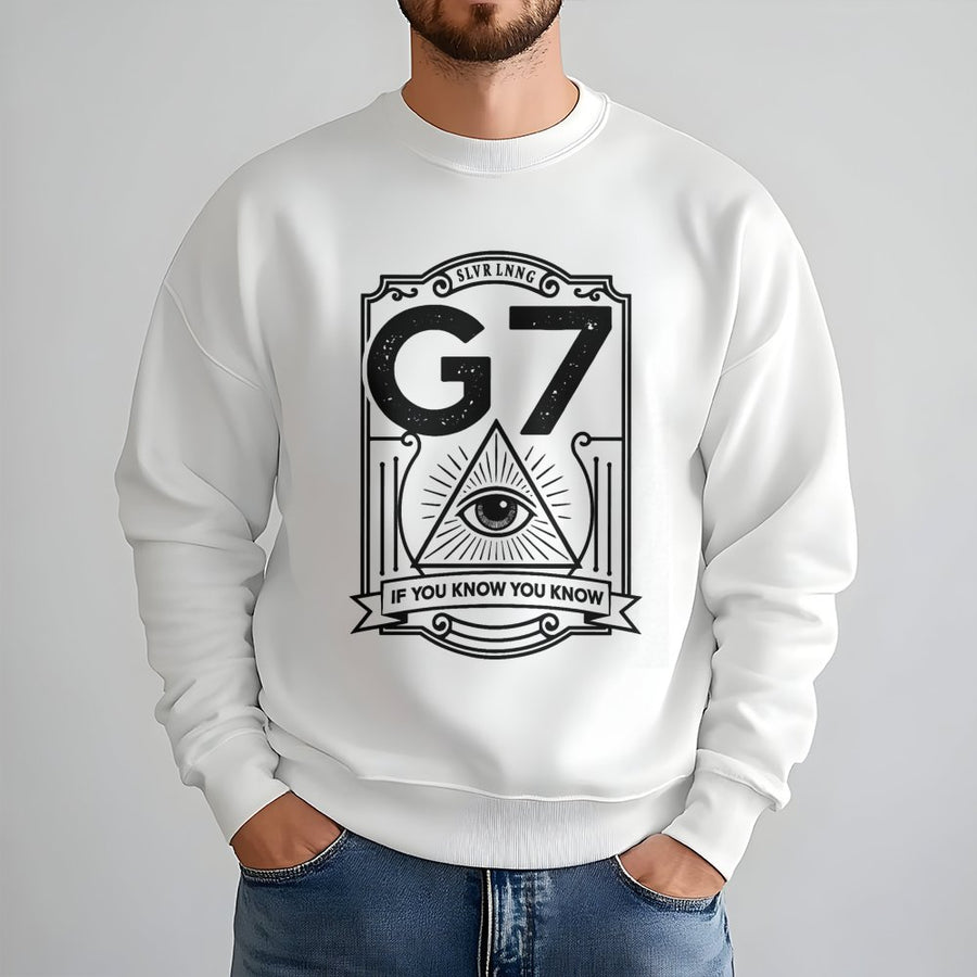 G7 Third Eye Sweatshirt | Illuminati Style Graphic | Soft Cotton Blend Crewneck | Unisex Occult Spiritual Gift for Men and Women
