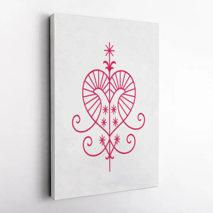 Erzulie Freda Veve Canvas Print | Haitian Vodou Sacred Symbol Wall Art | Premium Gallery-Wrapped 1.25" Profile | Spiritual Home & Office Decor