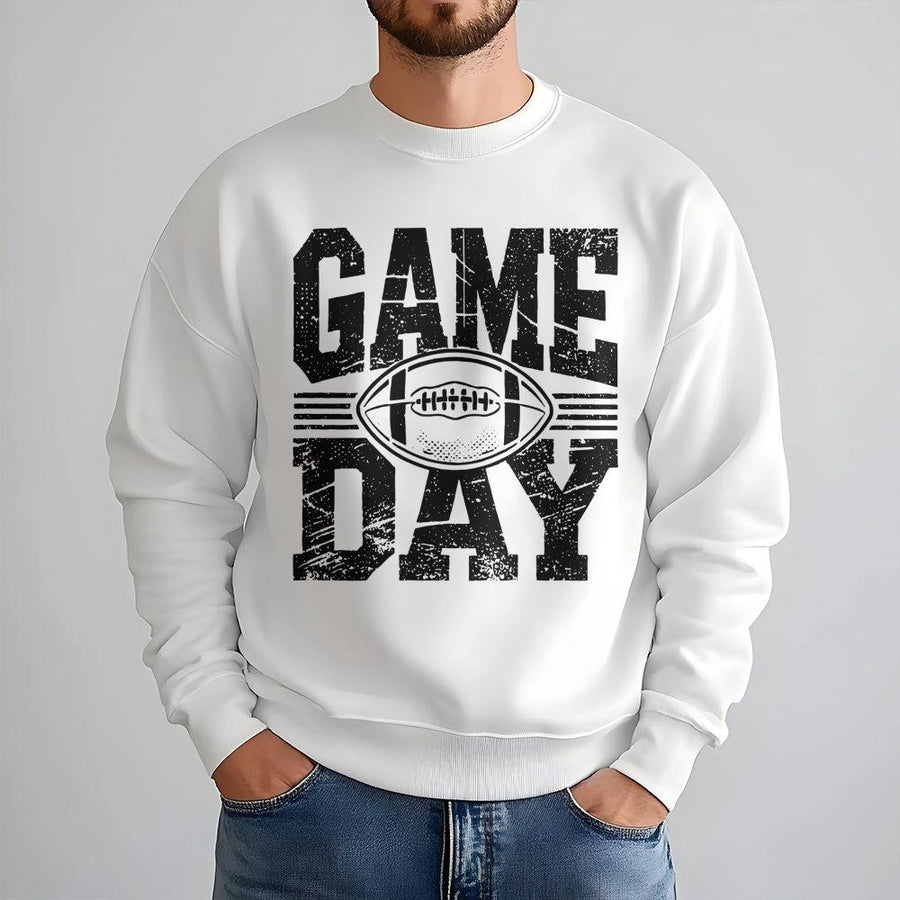 Game Day Football Sweatshirt | Distressed Graphic Print | Premium Cotton Blend | Unisex Fan Apparel Gift for Football Lovers