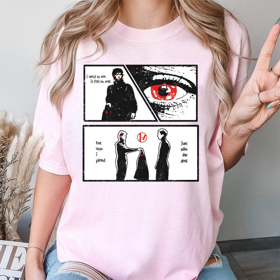 Alternative Rock Band Graphic T-Shirt | Lyric Comic Book Style Design | 100% Cotton Premium Tee | Concert Merch Gift For Music Fans