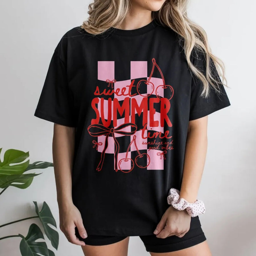 Coquette Cherry T-Shirt | Sweet Summer Time Graphic Print | Premium Soft Blend | Aesthetic Vacation Gift for Her