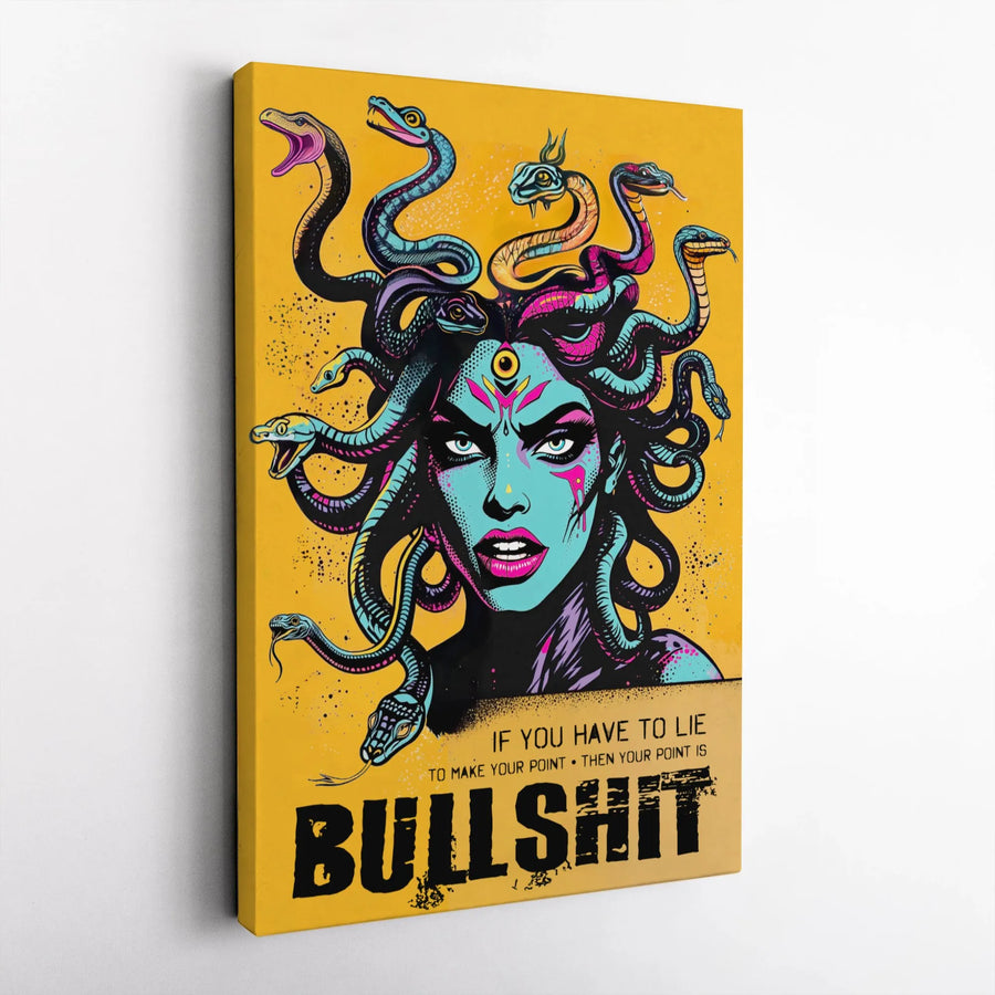 Medusa Wall Art | Sarcastic Quote Motivational Canvas Print | 1.25 Inch Gallery Wrap | Edgy Home Decor for Modern Office