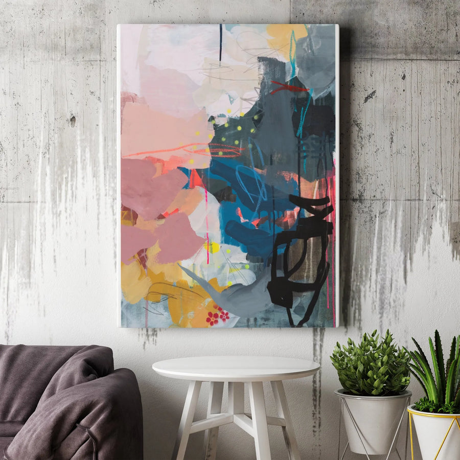 Modern Abstract Canvas Wall Art | Colorful Expressionist Painting Print | Premium Gallery Wrapped Canvas | Living Room & Office Decor Gift