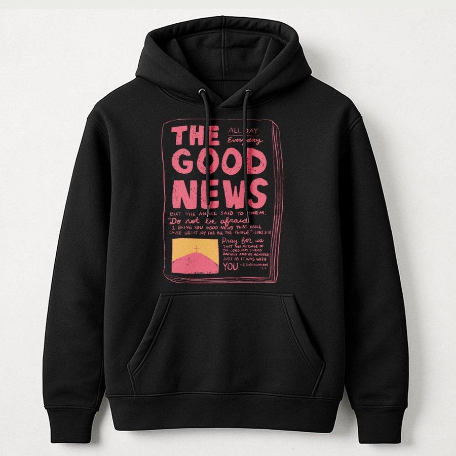 The Good News Christian Hoodie | Bible Verse Scripture Graphic Print | Soft Cotton-Polyester Blend | Religious Faith Gift for Men and Women
