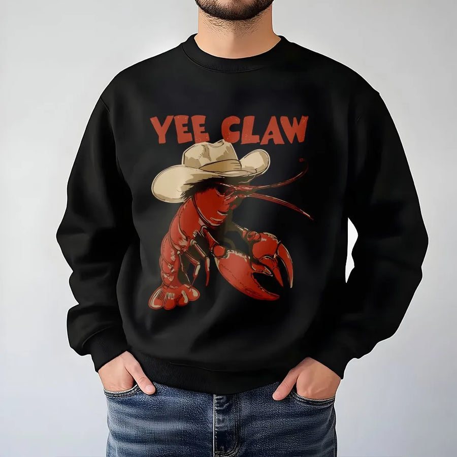 Yee Claw Sweatshirt | Funny Cowboy Crawfish Graphic | Premium Cotton Blend | Unique Southern Humor Gift for Men and Women