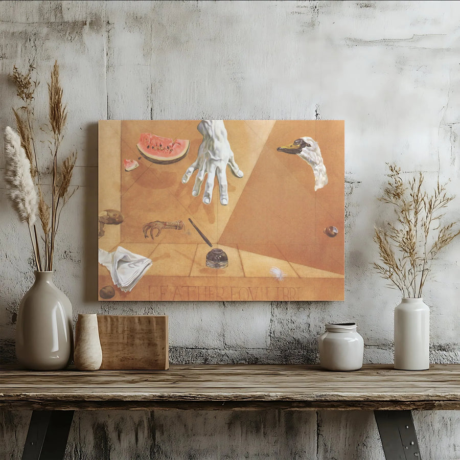 Surrealist Fine Art Canvas Print | Feather Equilibrium Abstract Still Life | Premium 1.25 inch Gallery Wrap | Unique Home Office Decor Gift