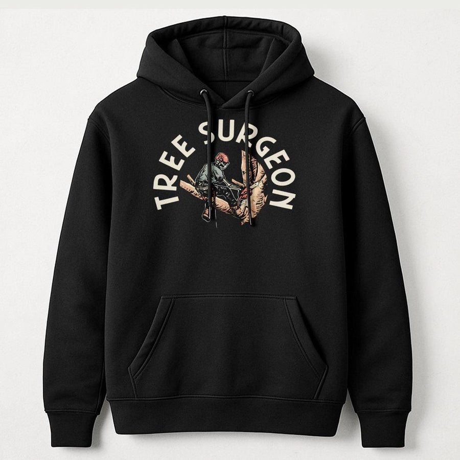Tree Surgeon Hoodie | Vintage Chainsaw Arborist Graphic | Premium Cotton Blend Apparel | Perfect Gift for Tree Climber or Landscaper