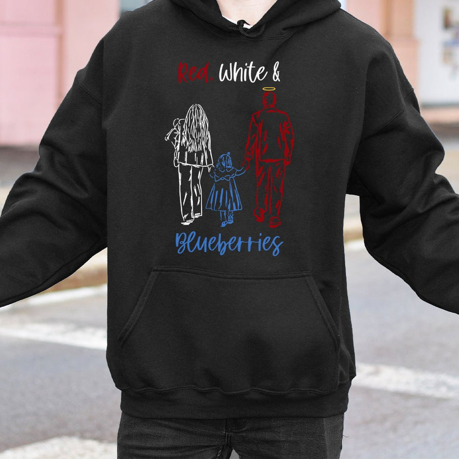 Red White And Blueberries Hoodie | Patriotic Family Memorial Design | Premium Cotton Blend | Gift For Military Families And Patriots