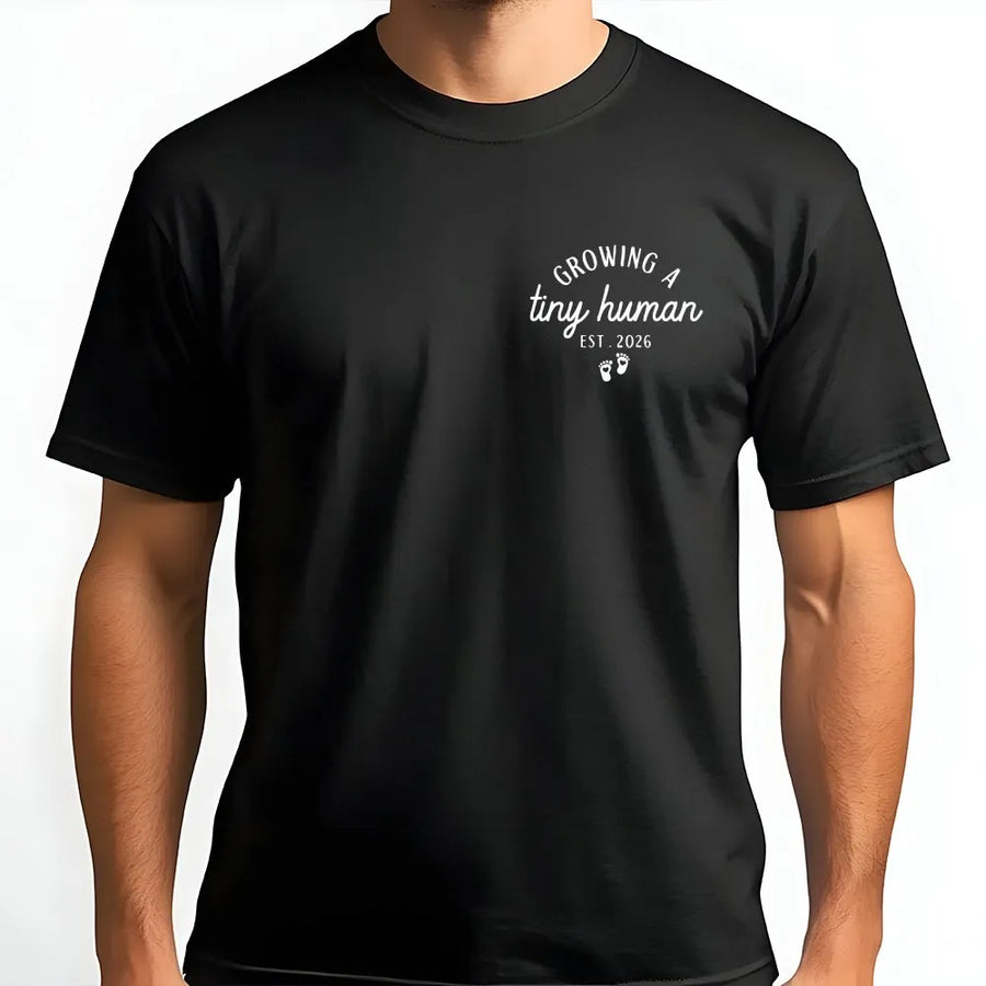 Pregnancy Announcement T-Shirt | Growing a Tiny Human Est 2026 | Soft Cotton Blend Pullover | Gift for Expecting Mom, New Mom To Be