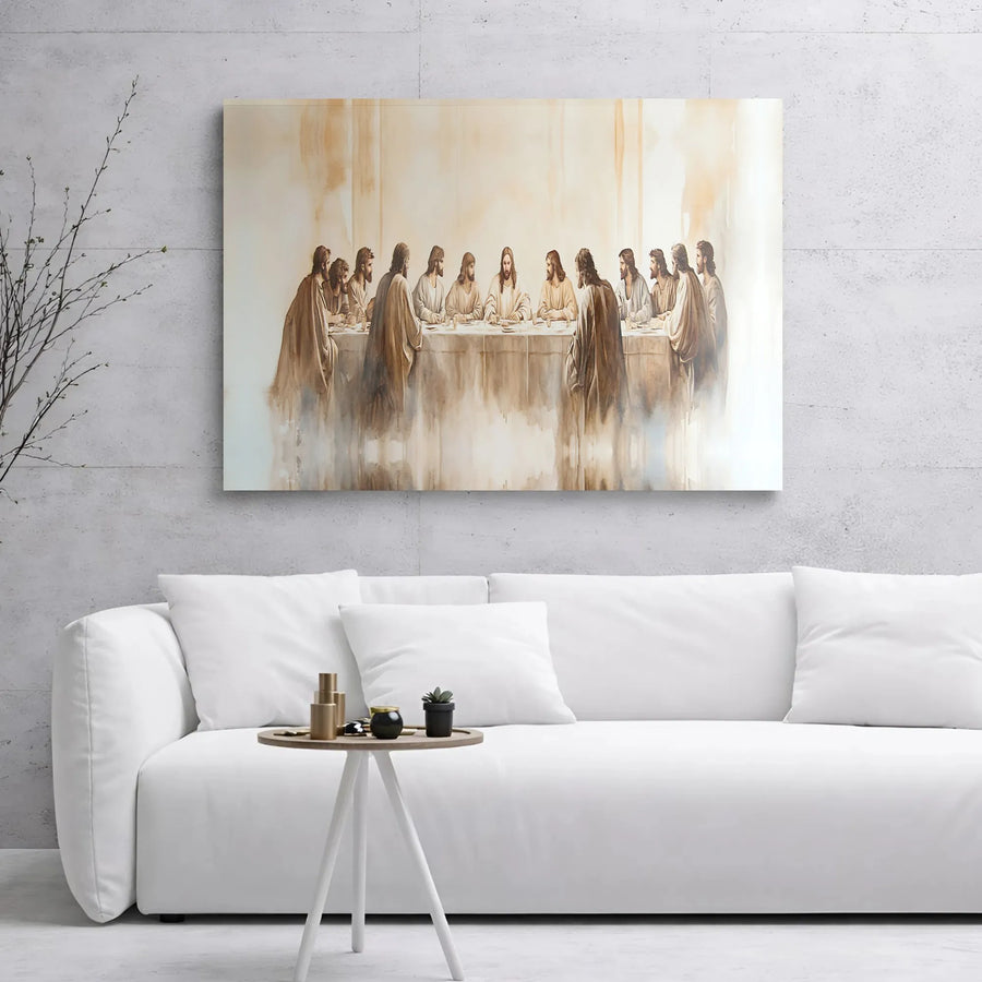 The Last Supper Canvas Print | Modern Watercolor Jesus Artwork | Premium Gallery Wrap Wall Decor | Religious Christian Gift For Home
