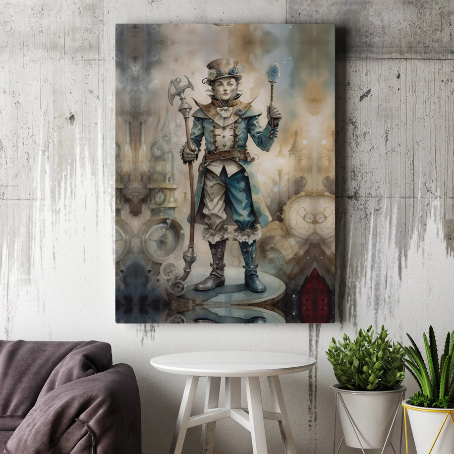 Steampunk Nobleman Canvas Wall Art | Watercolor Fantasy Character Portrait | 1.25-Inch Premium Gallery Wrap | Unique Home Decor Gift for Geeks