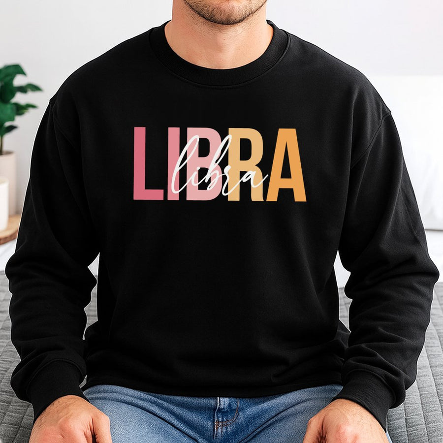 Libra Zodiac Sweatshirt | Minimalist Gradient Astrology Sign Design | Premium Cotton Blend Crewneck | Birthday Gift for Her Astrology Lover