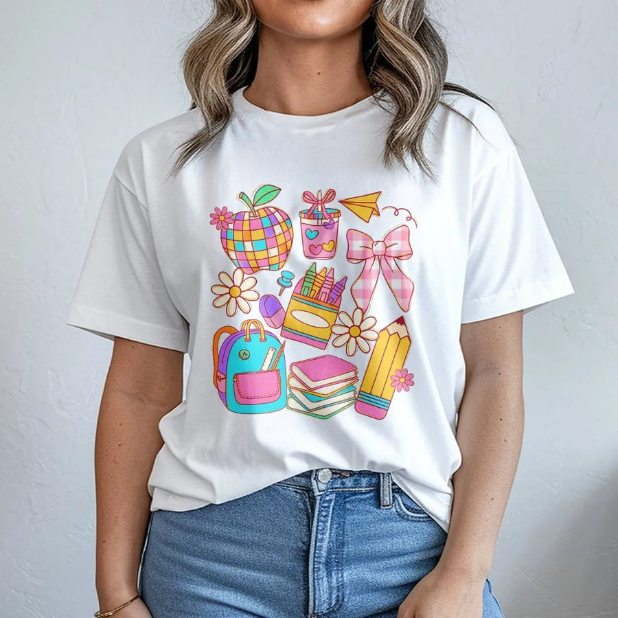 Preppy Teacher T-Shirt | Coquette Aesthetic Back To School | 100% Cotton Premium Tee | First Day Of School Gift For Educators