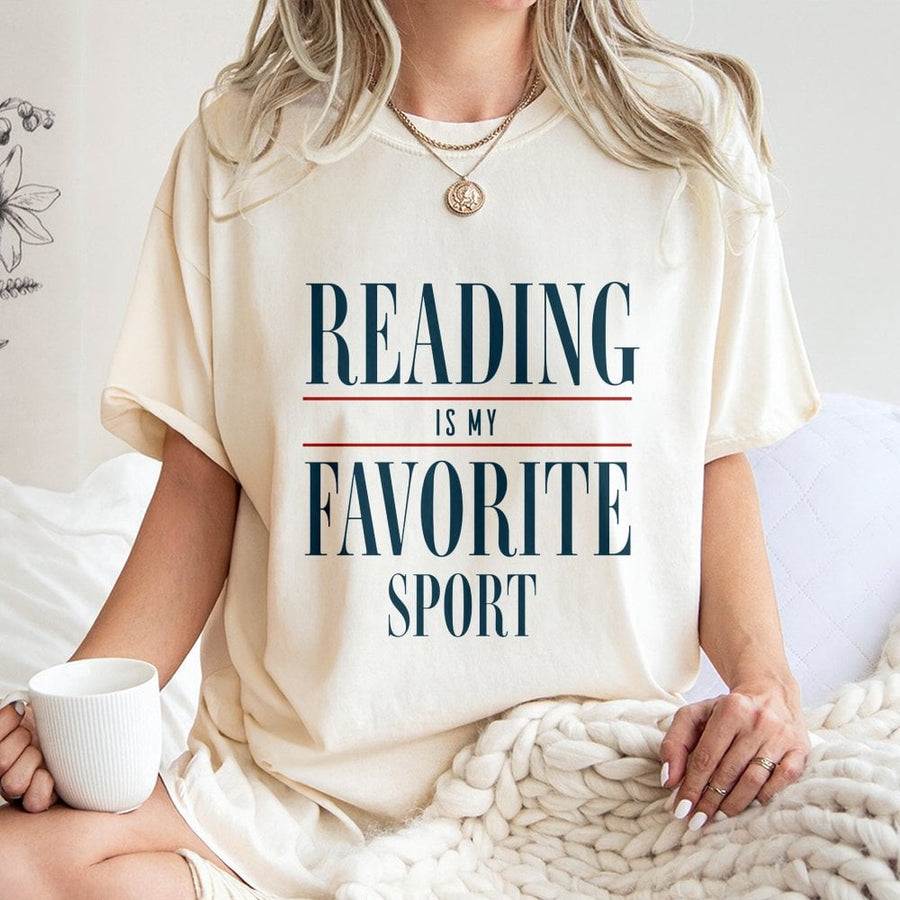 Reading Is My Favorite Sport T-Shirt | Minimalist Bookish Typography Graphic | 100% Premium Cotton Tee | Gift for Book Lovers and Librarians