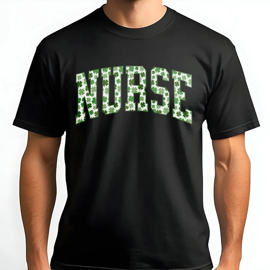 Nurse St Patricks Day T-Shirt | Shamrock Clover Graphic Print | 100% Cotton Premium Soft | Gift for RN, LPN, Nursing Students
