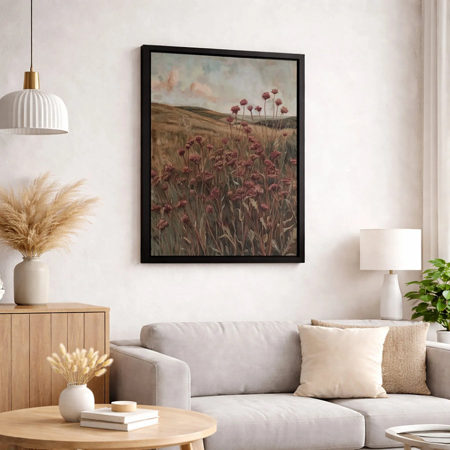 Wildflower Meadow Canvas Wall Art | Vintage Aesthetic Landscape Print | Gallery Quality 1.25" Profile | Rustic Farmhouse Home Decor