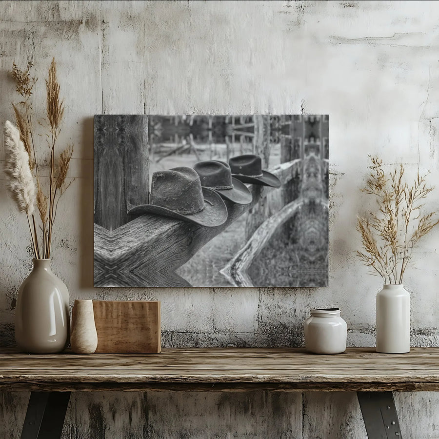 Rustic Cowboy Canvas Wall Art | Black and White Western Photography | Premium Gallery Wrap Canvas | Gift for Men, Ranch Home Decor