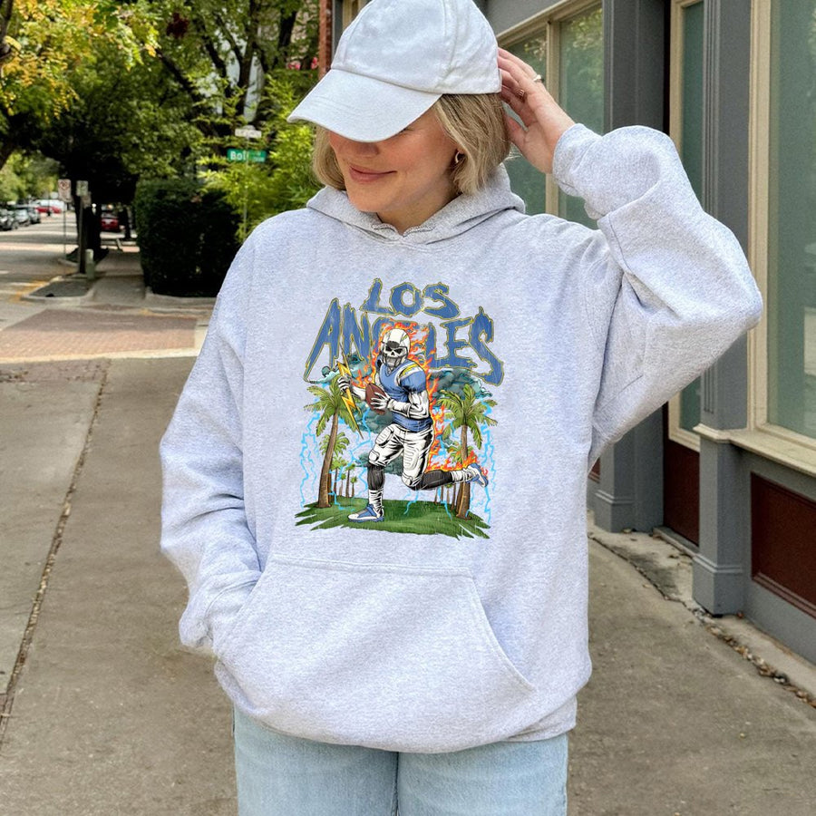Los Angeles Chargers Skeleton Football Player Hoodie