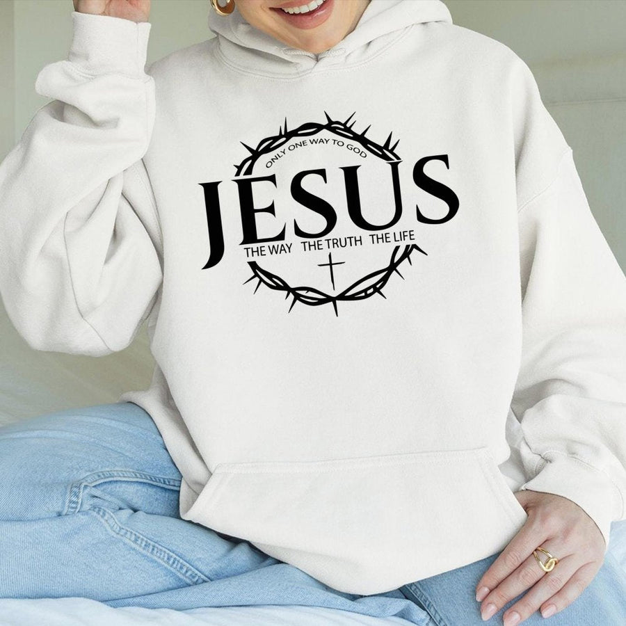 Jesus Hoodie | Crown of Thorns Christian Graphic | Premium Cotton Blend | Faith Based Gift for Men and Women