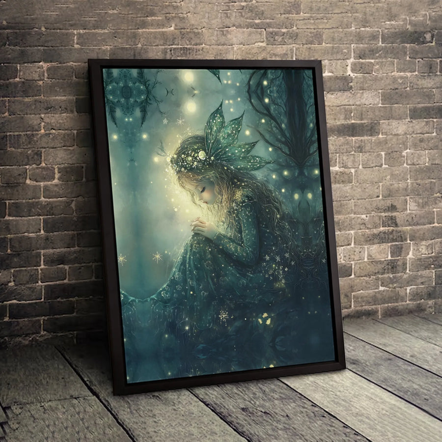 Enchanted Forest Fairy Wall Art | Magical Glowing Pixie Illustration | Premium 1.25-Inch Gallery Canvas | Whimsical Home Decor Gift