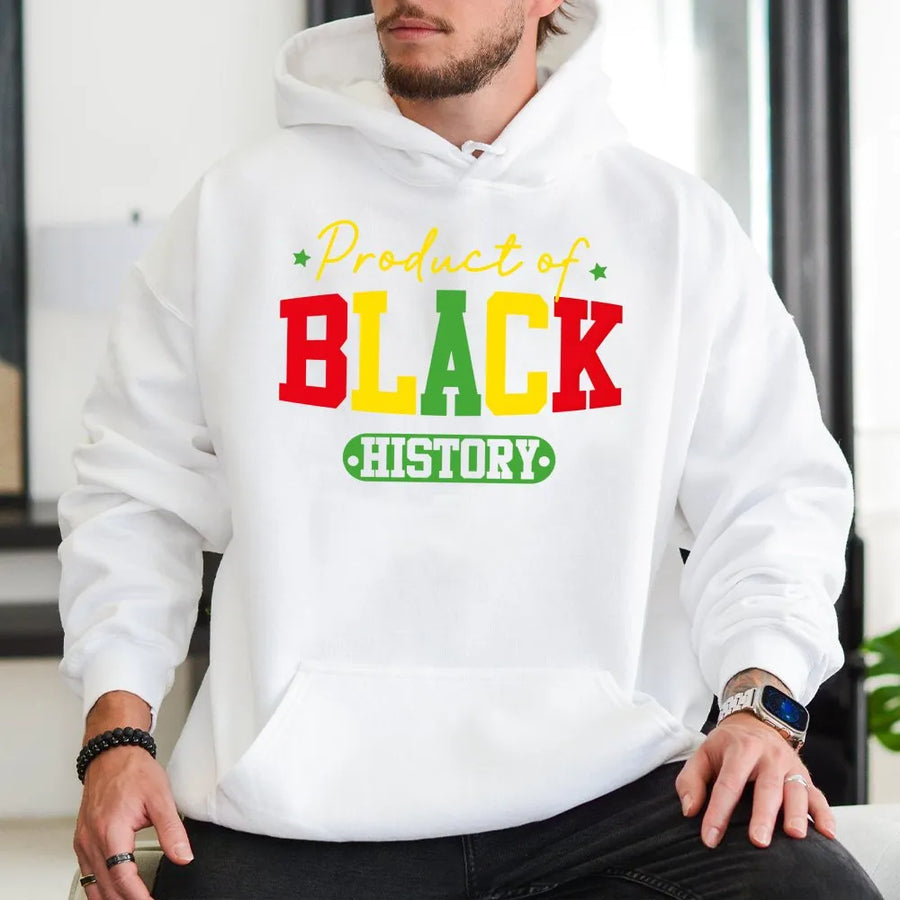 Product of Black History Hoodie | Pan-African Colors Graphic Design | Premium Cotton Blend | Gift for Black History Month & Juneteenth Pride