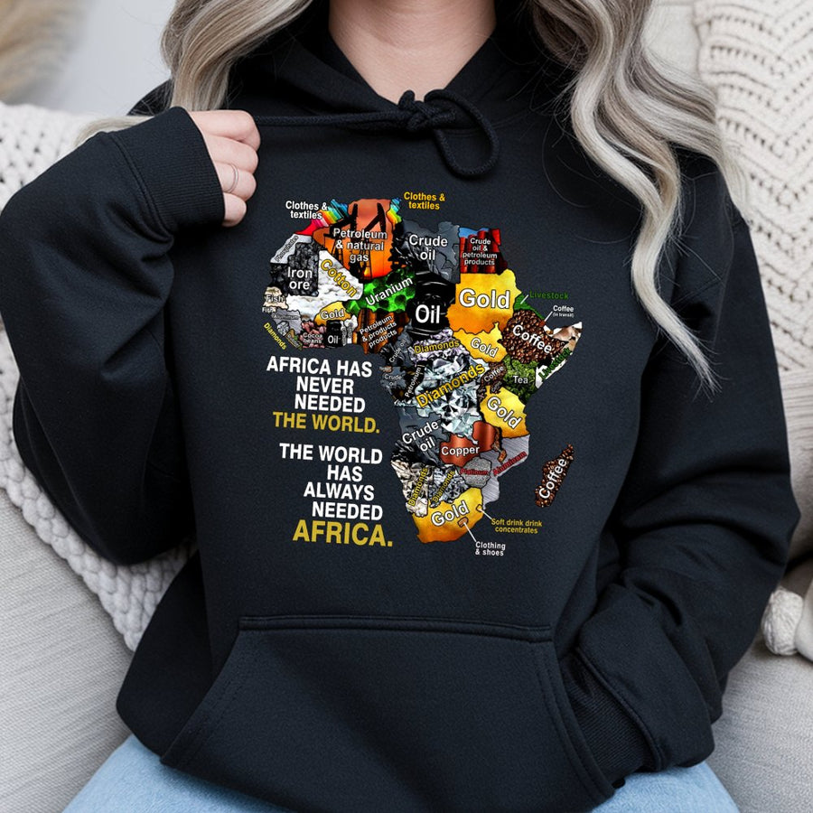 Africa Has Never Needed The World Hoodie | Pan-African Map Graphic Art | Premium Cotton-Blend Pullover | Black Pride Gift for Men and Women