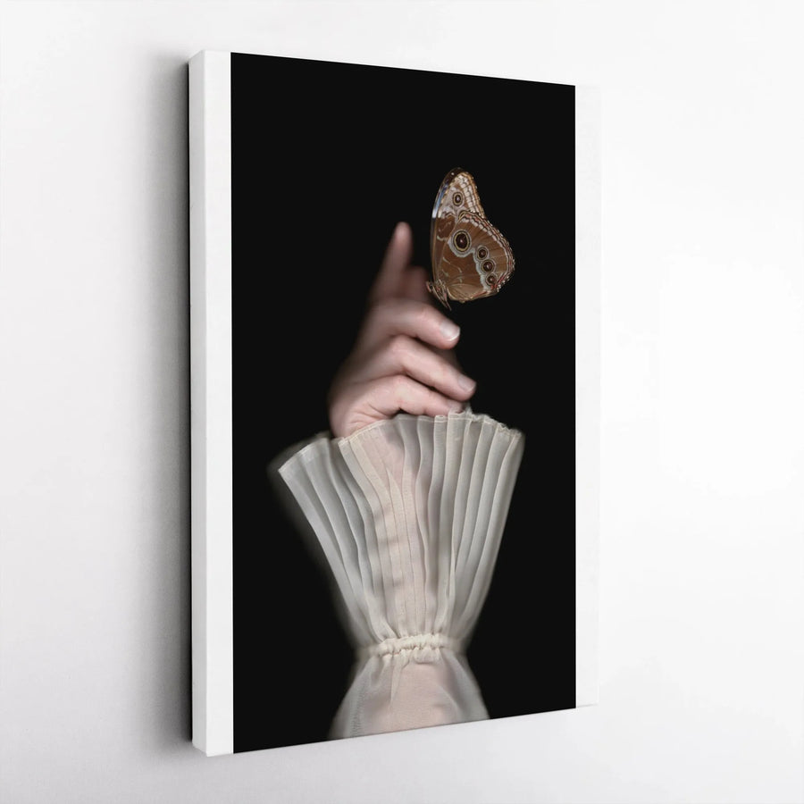 Dark Academia Moth Canvas Print | Moody Victorian Butterfly Portrait | Premium Thick-Profile Canvas | Collector's Gothic Wall Decor