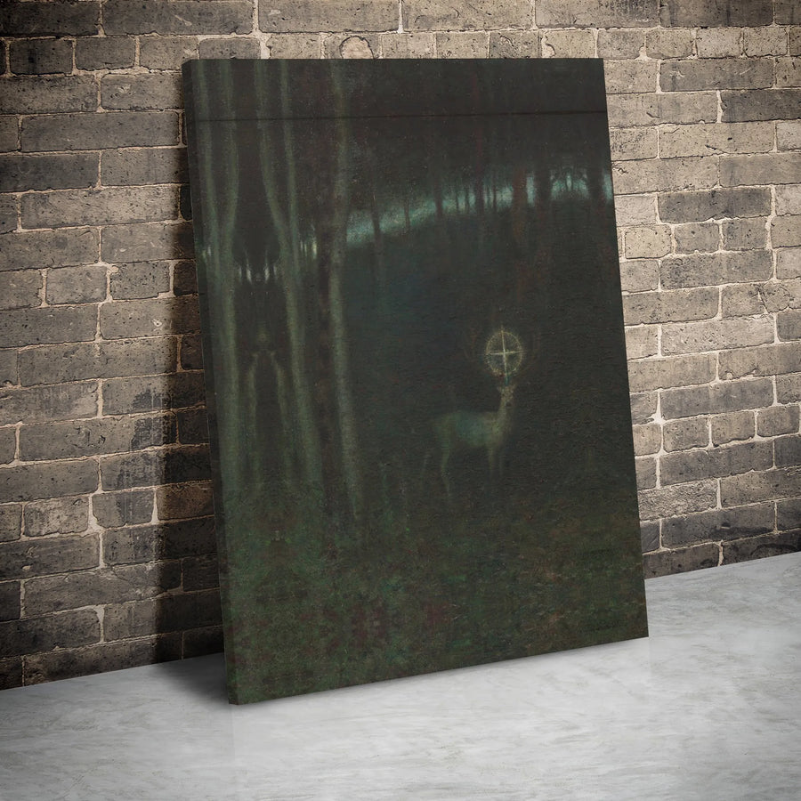 The White Deer Wall Art | Akseli Gallen-Kallela Forest Painting | Premium Gallery Wrap Canvas | Gothic Nature Decor for Home Office