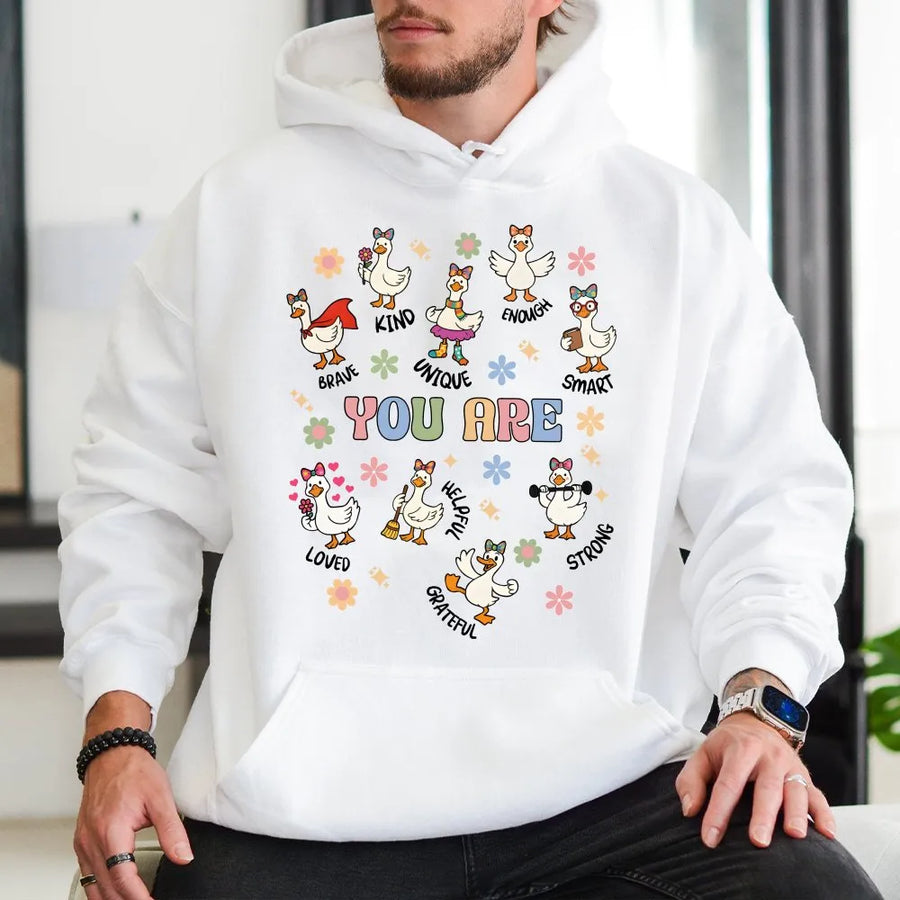 Teacher Affirmation Hoodie | Cute Silly Goose Graphic Pullover | Premium Cotton Blend | Back to School Gift for SEL Educator