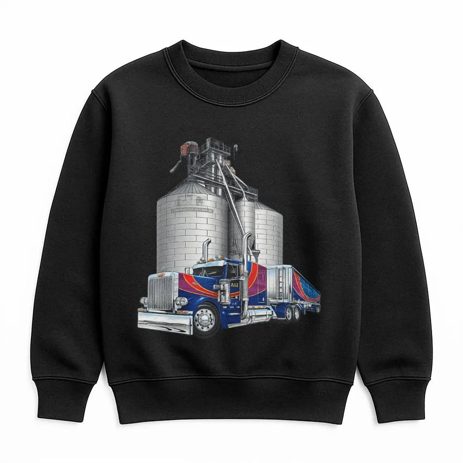Grain Truck Sweatshirt | Vintage Farm Semi Graphic | Cotton Blend Apparel | Harvest Hauler Gift for Agriculture Truck Drivers