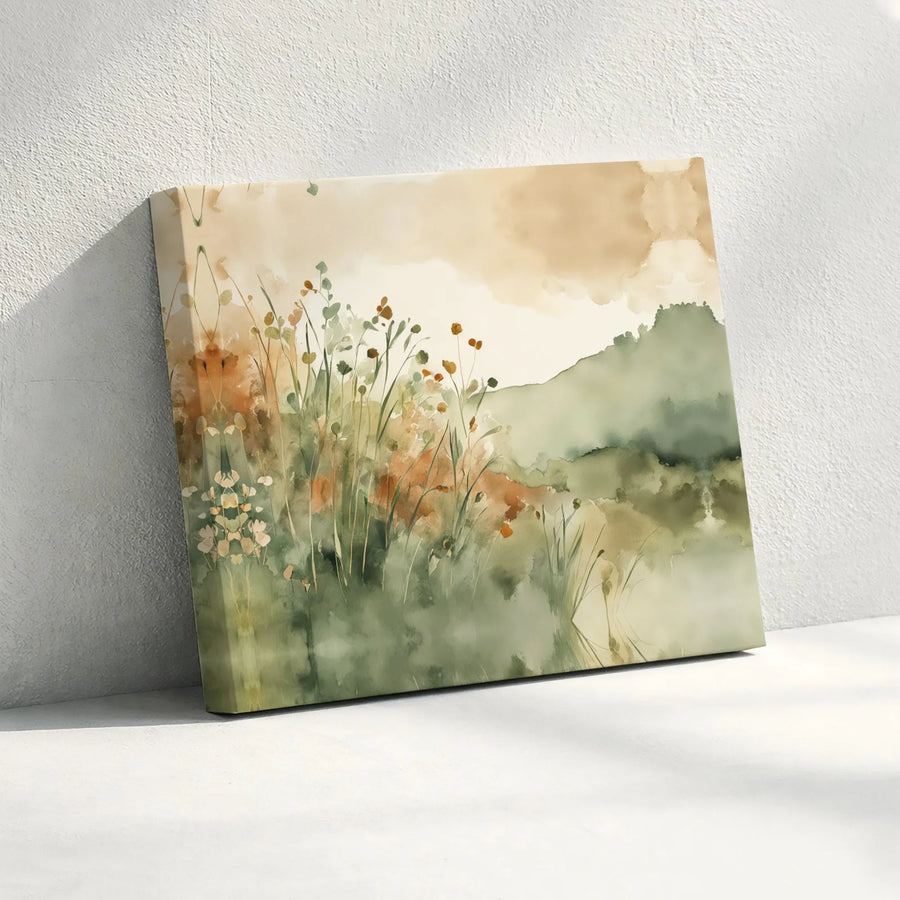 Abstract Wildflower Canvas Wall Art | Watercolor Botanical Painting | Premium Gallery Wrapped Canvas | Minimalist Living Room Decor Gift