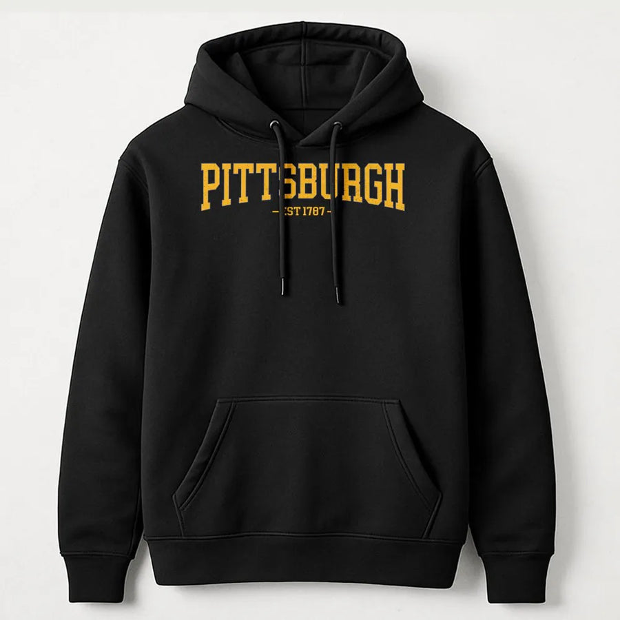 Pittsburgh Hoodie | Vintage College Style EST 1787 | Premium Soft Blend | City Pride Souvenir Gift for Men and Women