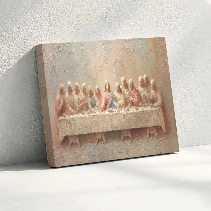 The Last Supper Canvas Art | Textured Jesus and Apostles Print | Gallery-Quality 1.25 Inch Frame | Christian Religious Home Decor Gift