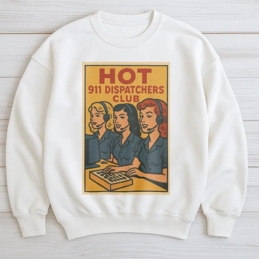 911 Dispatcher Sweatshirt | Retro Comic Book Emergency Operator Graphic | Premium Soft Cotton Crewneck | Funny Gift For Dispatcher & First Responder