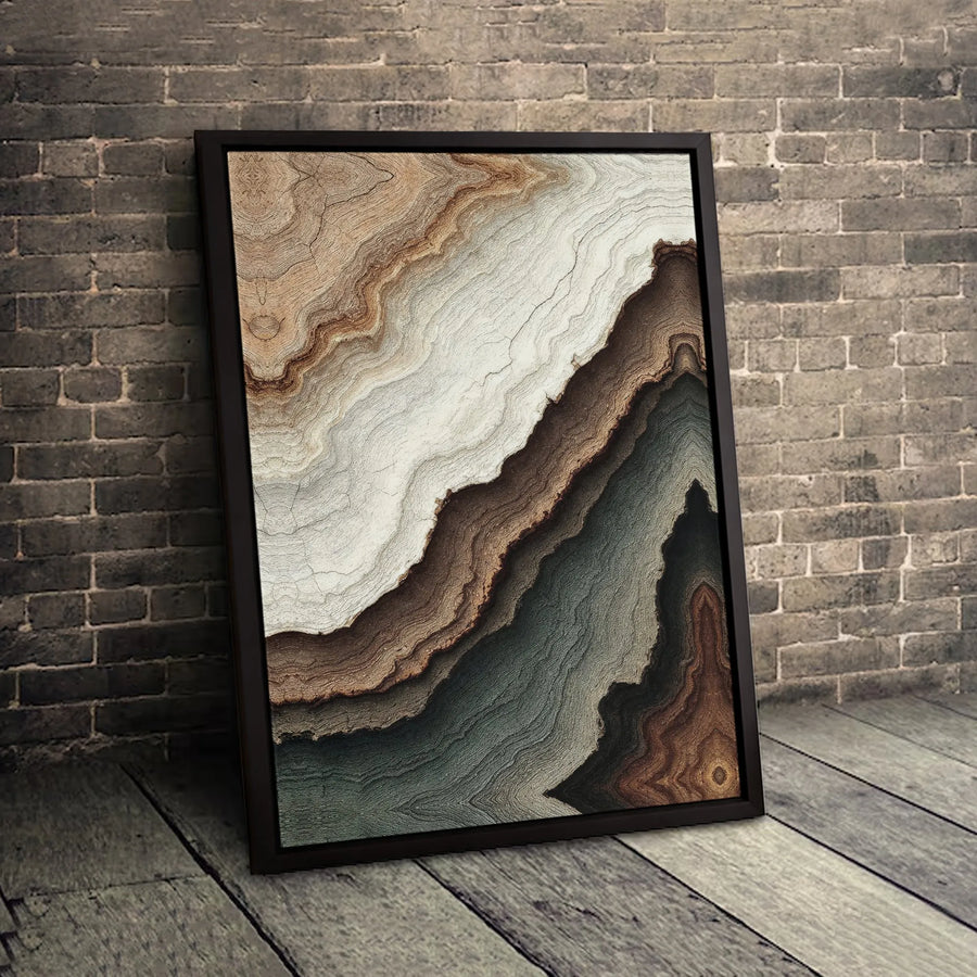 Abstract Agate Geode Canvas Wall Art | Earth Tone Stone Texture Print | Premium 1.25" Gallery Wrap | Modern Home Office Decor Gift