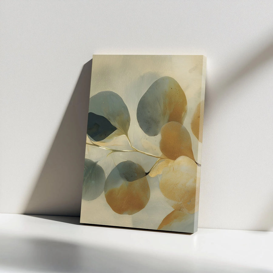Abstract Botanical Vertical Canvas | Minimalist Eucalyptus Leaf Art Print | Premium Thick Gallery Wrap | Modern Farmhouse Home Decor Gift