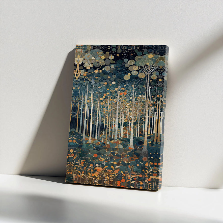 Abstract Forest Birch Tree Canvas | Modern Botanical Woodland Wall Art | 1.25 Inch Gallery Wrapped Print | Premium Home Decor Gift