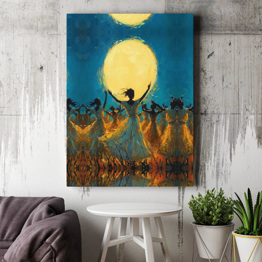 Moon Dance Canvas Wall Art | Impressionist Spiritual Dance Painting | Premium Gallery Wrapped Canvas | Boho Feminine Home Decor Gift