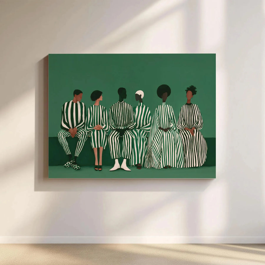 Black Art Canvas Print | Minimalist Green & White Figurative Painting | Premium Fade-Resistant Ink | Modern African American Home Decor Gift