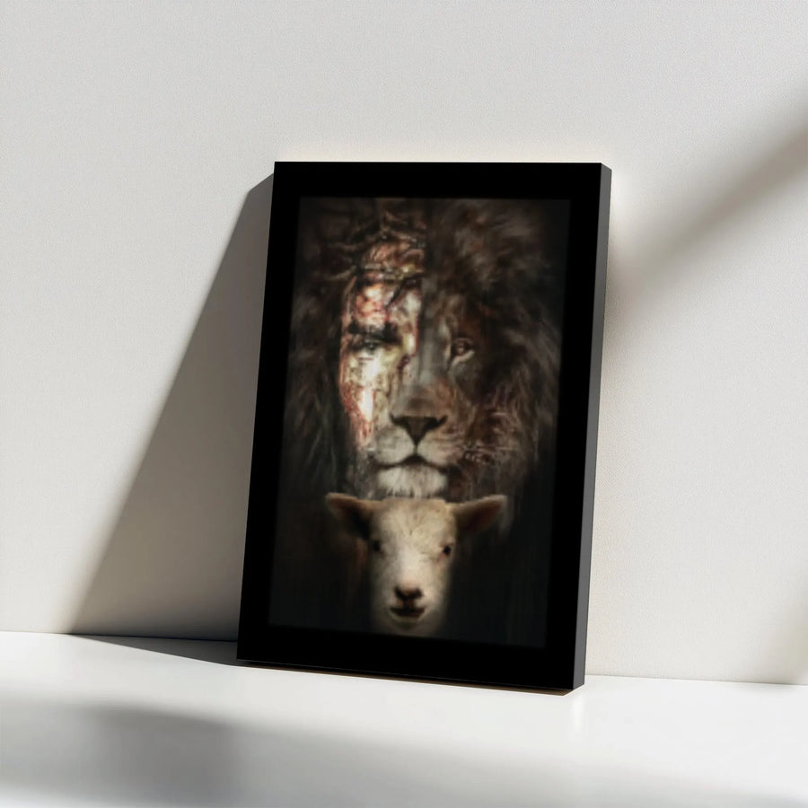Lion of Judah and Lamb of God Canvas | Jesus Christ Religious Wall Art | 1.25 Inch Premium Gallery Wrap | Spiritual Christian Home Decor Gift