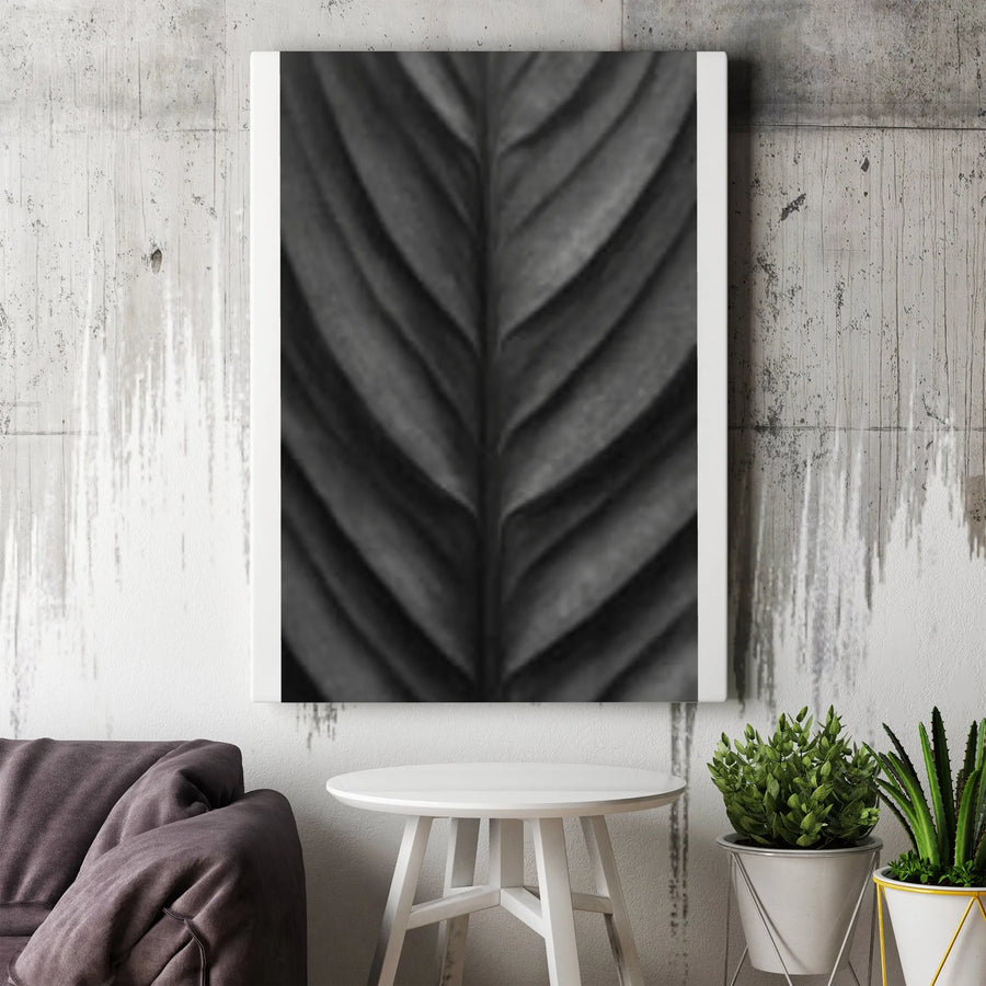 Black and White Leaf Canvas Print | Modern Minimalist Plant Art | Premium Gallery Wrapped Canvas | Living Room & Office Wall Decor Gift
