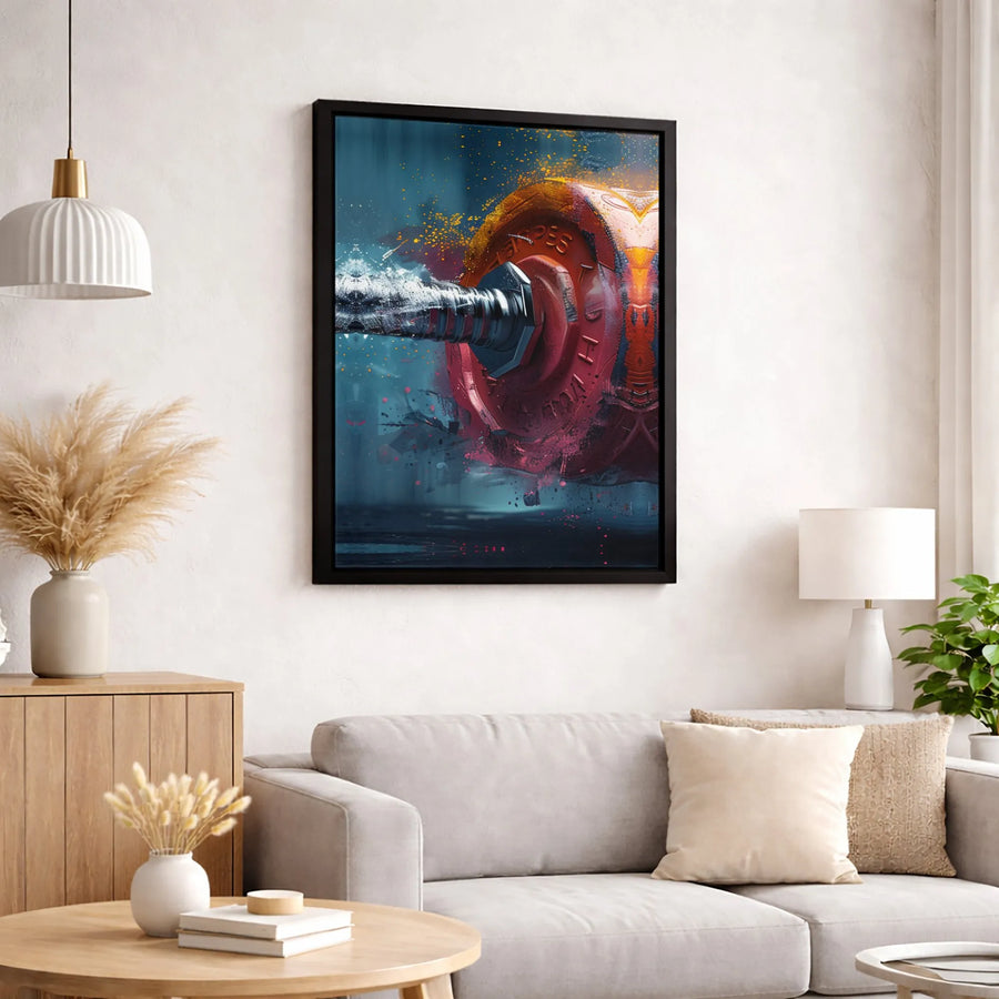 Abstract Dumbbell Canvas Print | Modern Gym Motivation Wall Art | Premium Fade-Resistant Gallery Wrap | Motivational Decor for Home Gym or Office