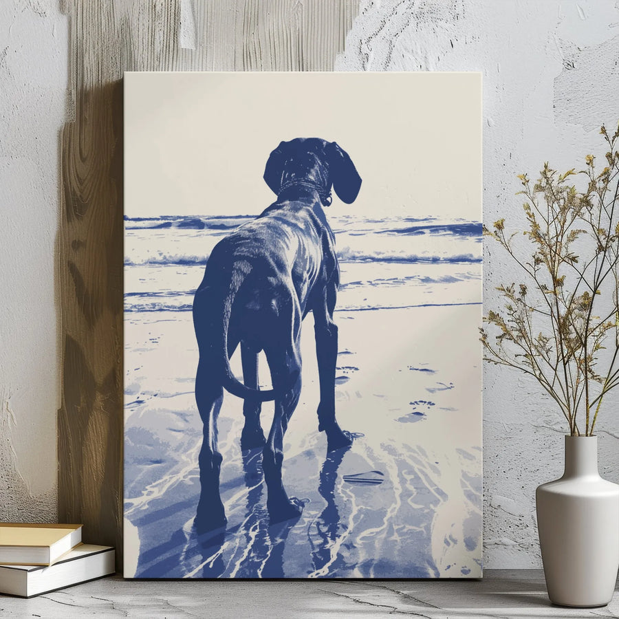 Great Dane Dog Wall Art | Coastal Beach Sunset Silhouette | Premium Gallery Wrapped Canvas | Gift For Dog Lovers & Modern Home Decor