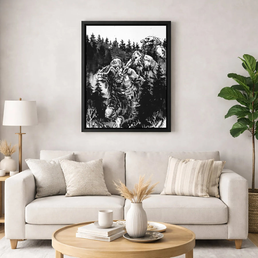 Troll Forest Canvas Art | Gothic Dark Fantasy Illustration | 1.25 Inch Premium Gallery Wrap | Mythical Creature Wall Decor For Office