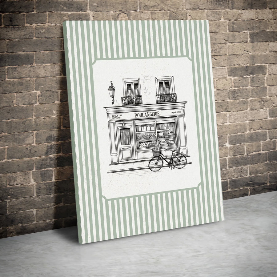 French Bakery Canvas Print | Vintage Boulangerie Sketch Illustration | Premium Gallery Wrapped Art | Cafe Aesthetic Kitchen Decor