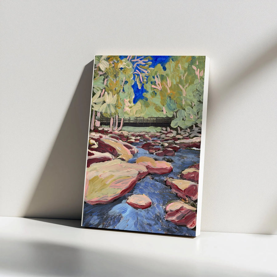 Great Smoky Mountains Canvas Wall Art | Impressionist River Landscape Print | Premium Fade-Resistant Print | Gift for Nature Lover