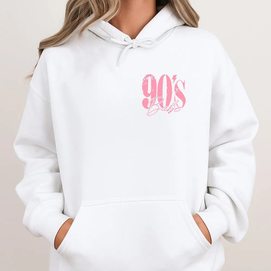 90s Babe Hoodie | Retro Y2K Graphic Sweatshirt | Premium Soft Pullover | Nostalgic 90s Throwback Gift