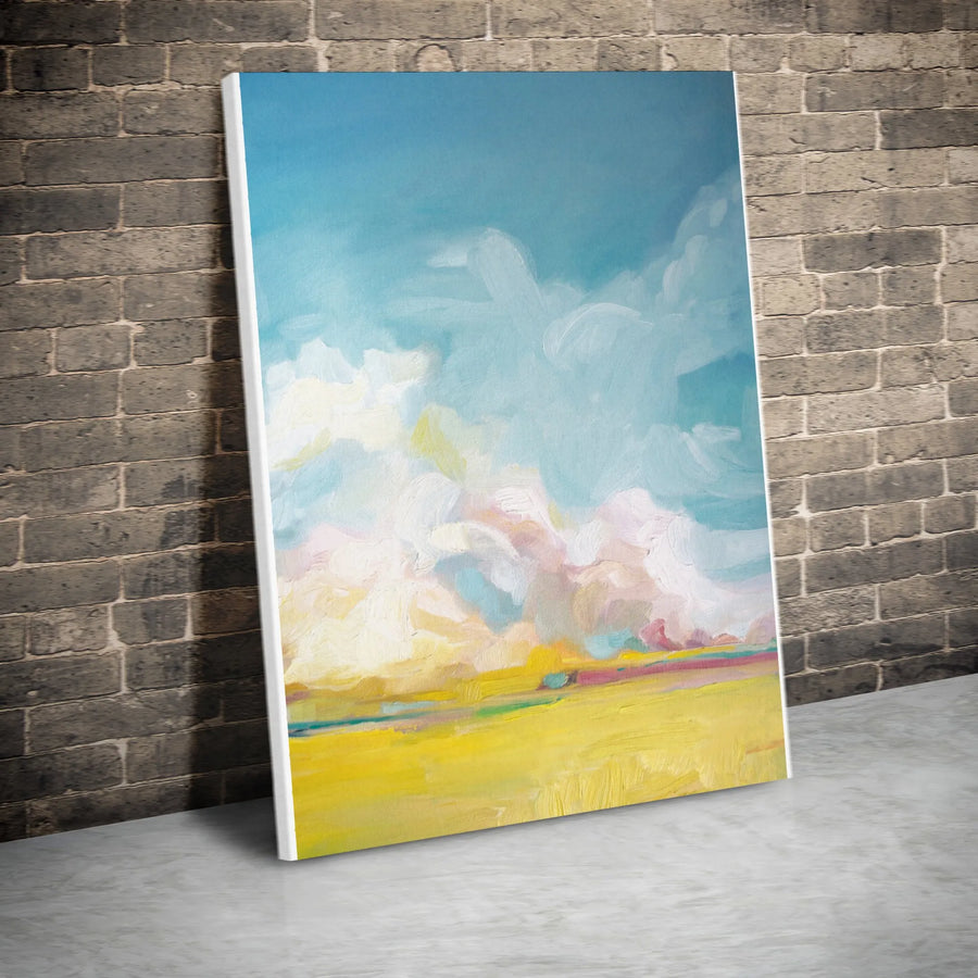 Abstract Summer Landscape Vertical Canvas | Impressionist Sky Wall Art | Premium 1.25" Thick Gallery Canvas | Limited Edition Print for Living Room