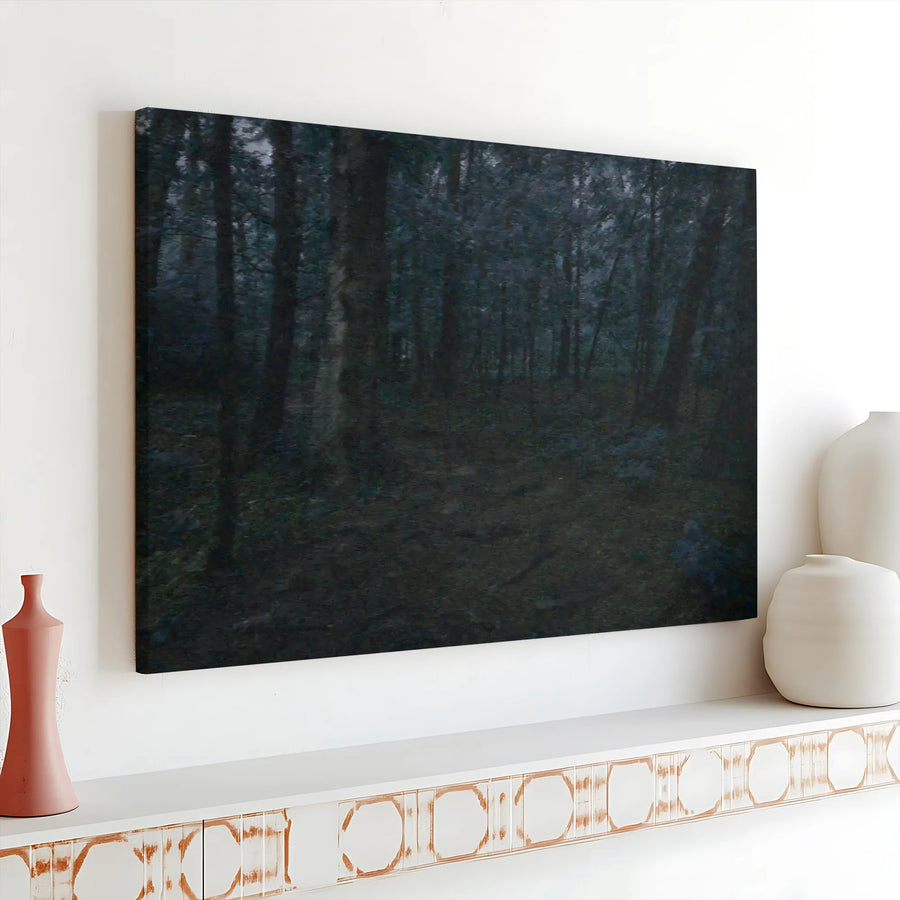 Dark Forest Canvas Wall Art | Atmospheric Woodland Painting | Premium Gallery Wrap Print | Gothic & Dark Academia Decor Gift
