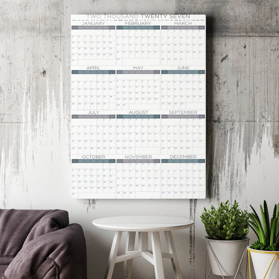 2027 Year at a Glance Calendar Canvas | Minimalist Full Year Wall Art | Premium Fade-Resistant Gallery Wrap | Home & Office Decor Gift